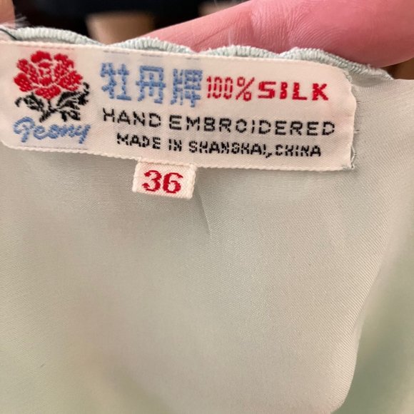 Vintage Peony Silk Robe Hand Embroidered 36 - Picture 9 of 9